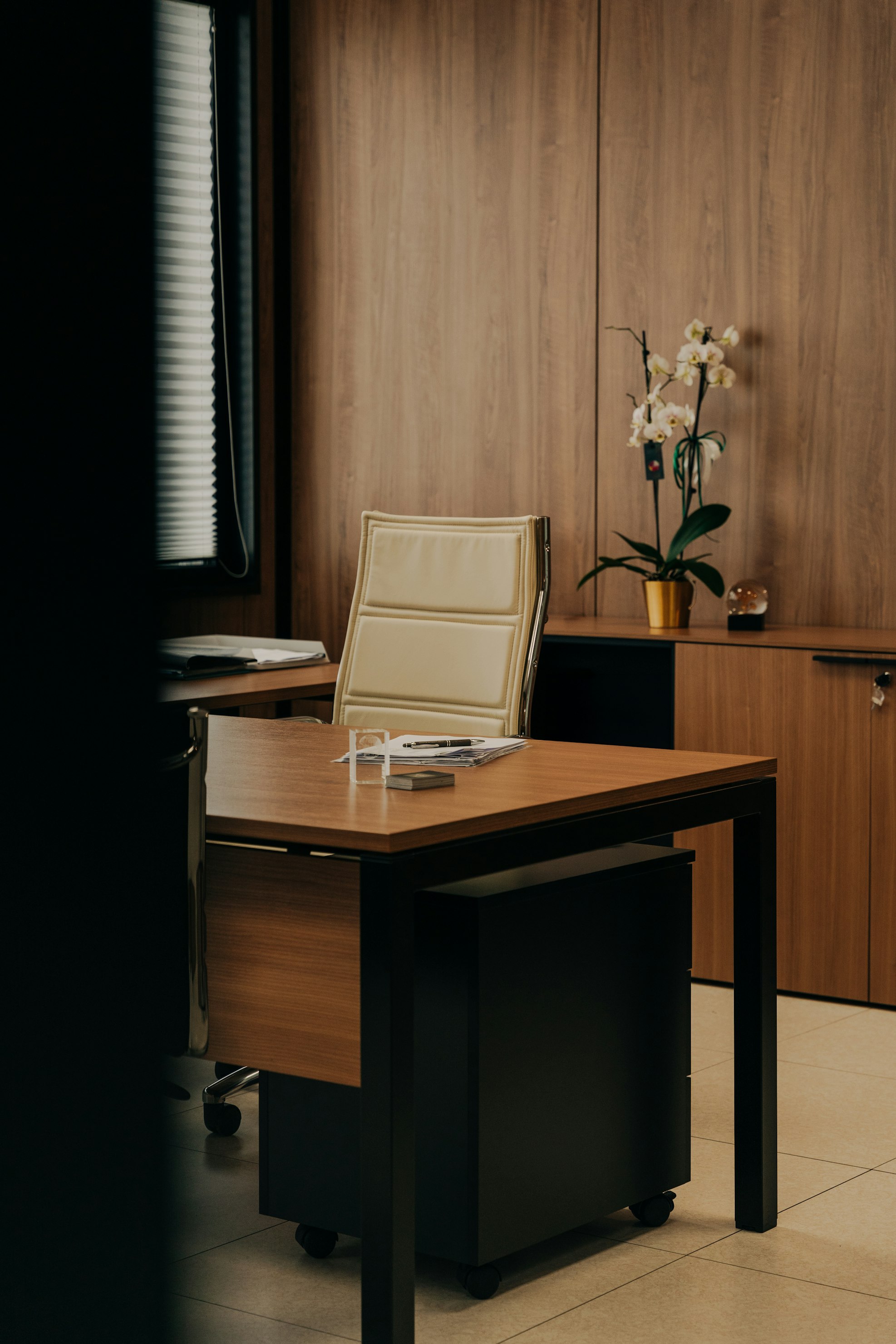 Executive desk with modern design and clean lines