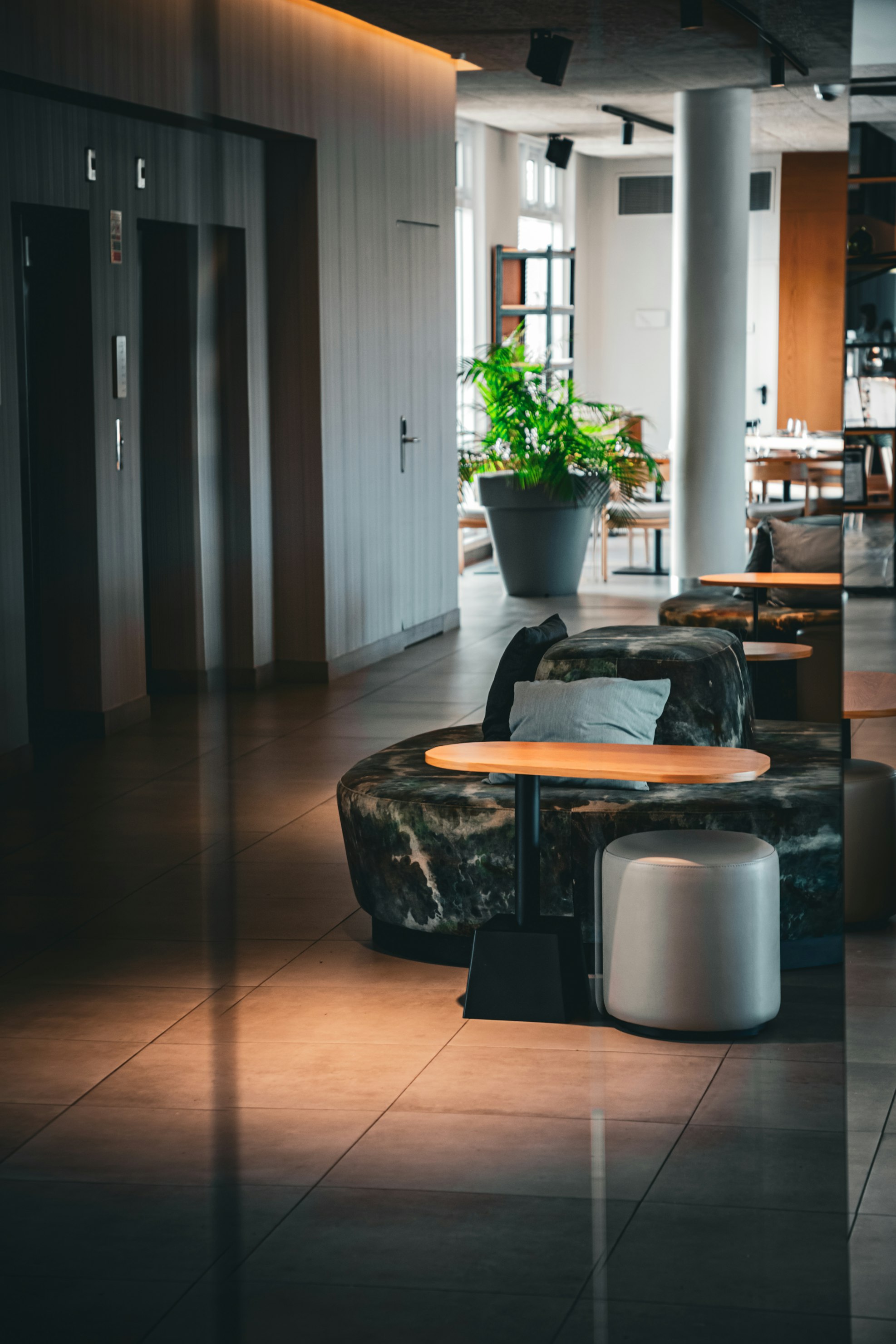 Stylish reception area with colorful artwork