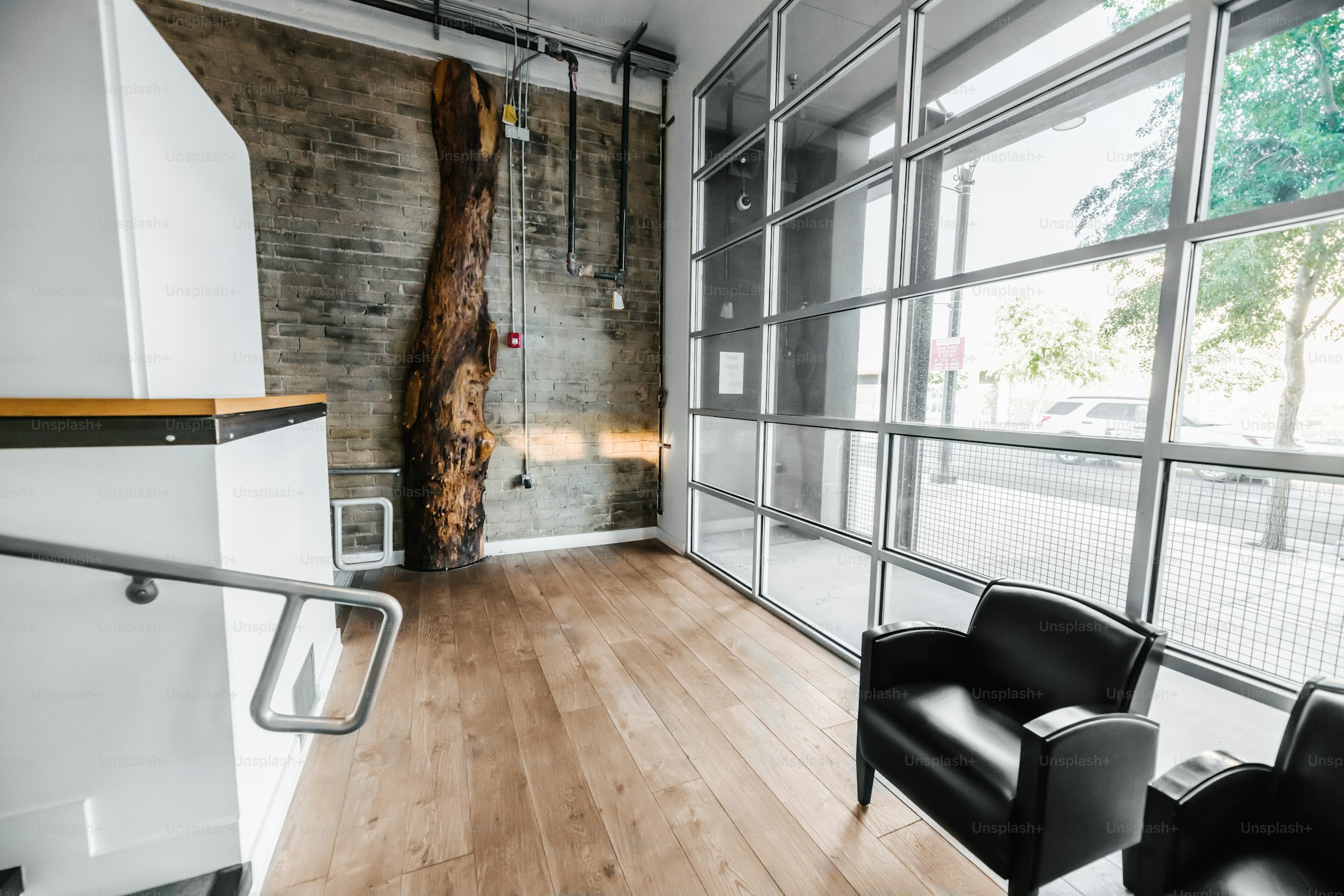 Reception area showcasing corporate identity